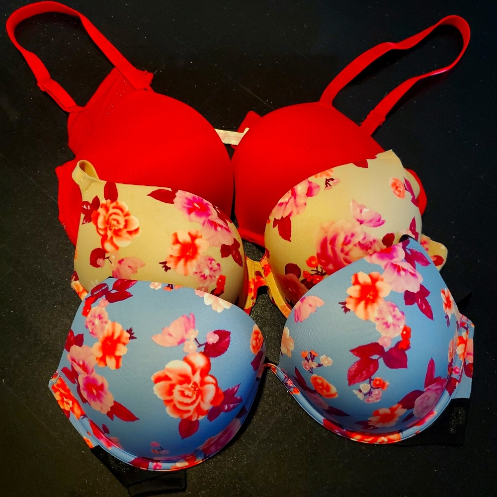 3 PINK Super Push Up Bras